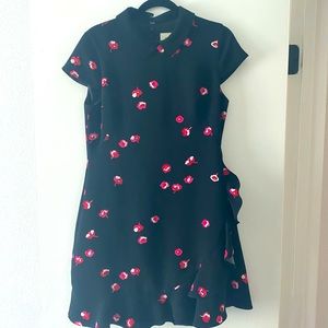 Kate Spade Black Dress with Red Floral Accents